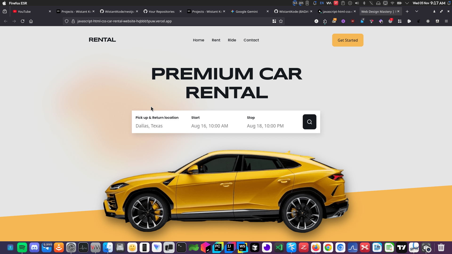 Car Rental - Responsive Web Application