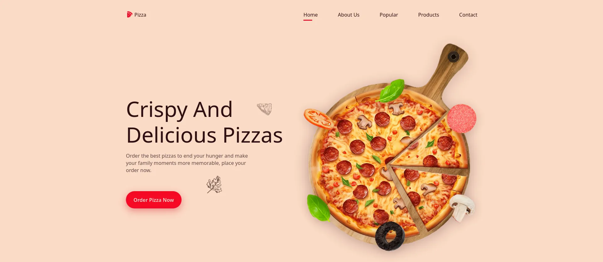 Pizza — Food Delivery Landing Page